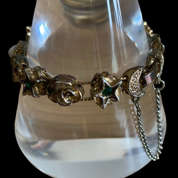 Vintage Victorian Revival Slide Charm Faux Pearl & Crystal Woman’s Bracelet - Picture 6 of 13